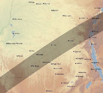 Map of the eclipse path across DR Congo on 06/02/2486