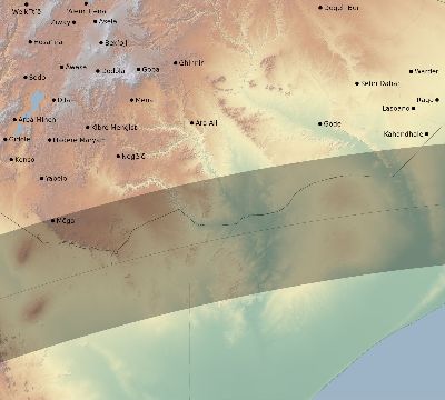 Map of the eclipse path across Ethiopia on 06/02/2486