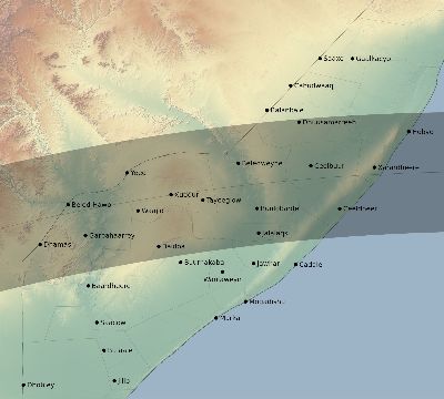 Map of the eclipse path across Somalia on 06/02/2486