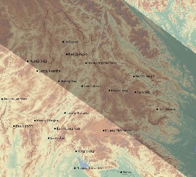 Map of the eclipse path across Laos on 11/26/2486