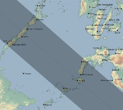 Map of the eclipse path across Philippines on 11/26/2486