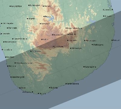 Map of the eclipse path across Sri Lanka on 05/23/2487