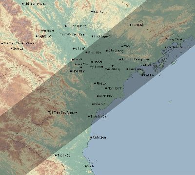 Map of the eclipse path across Vietnam on 05/23/2487