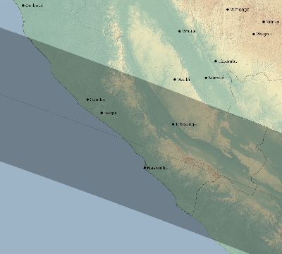 Map of the eclipse path across Gabon on 11/15/2487