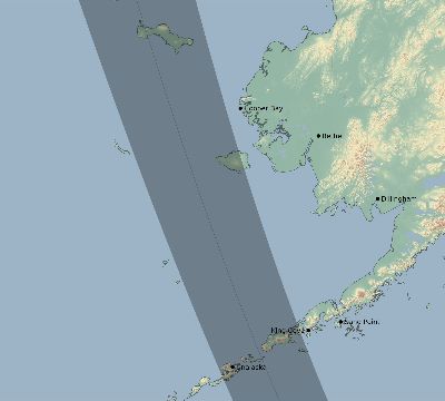 Map of the eclipse path across United States on 09/25/2489