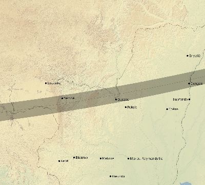 Map of the eclipse path across Republic of the Congo on 03/10/2491