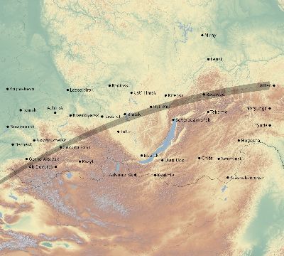 Map of the eclipse path across Russia on 03/10/2491