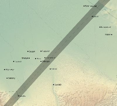 Map of the eclipse path across Turkmenistan on 03/10/2491