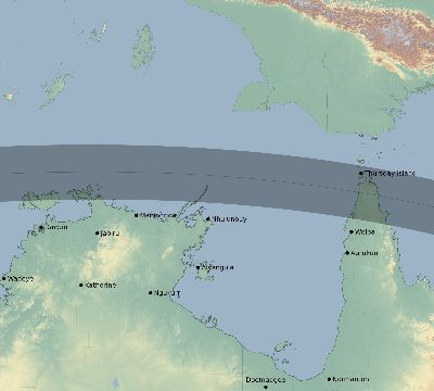 Map of the eclipse path across Australia on 09/04/2491