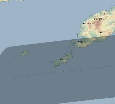 Map of the eclipse path across Indonesia on 09/04/2491