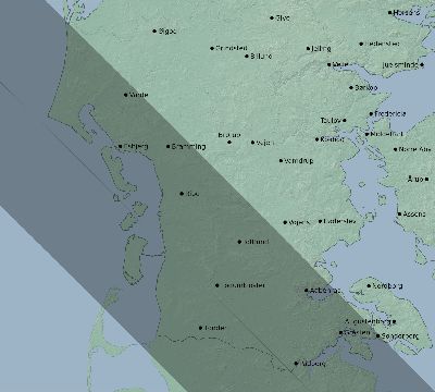 Map of the eclipse path across Denmark on 07/13/2493