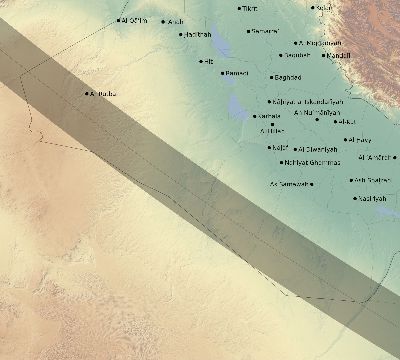Map of the eclipse path across Iraq on 07/13/2493