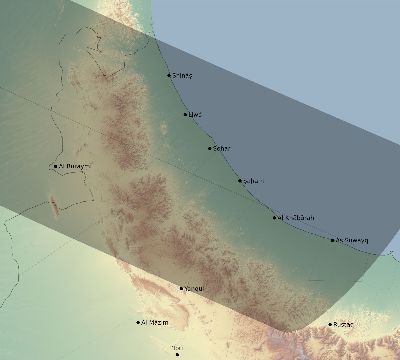 Map of the eclipse path across Oman on 07/13/2493