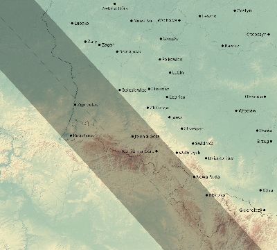 Map of the eclipse path across Poland on 07/13/2493