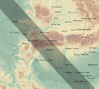 Map of the eclipse path across Romania on 07/13/2493
