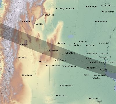 Map of the eclipse path across Argentina on 01/07/2494