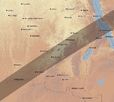 Map of the eclipse path across DR Congo on 01/07/2494
