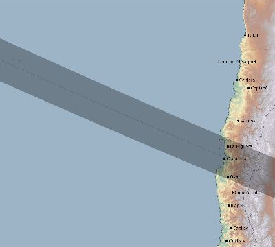 Map of the eclipse path across Chile on 01/07/2494