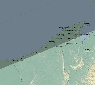 Map of the eclipse path across Brunei on 07/03/2494