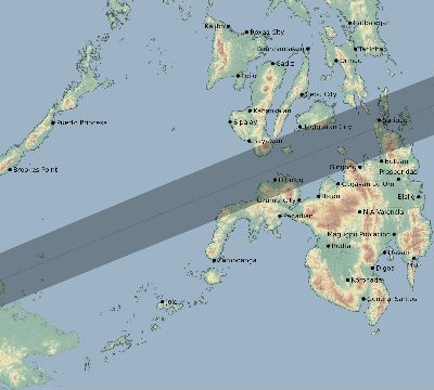 Map of the eclipse path across Philippines on 07/03/2494