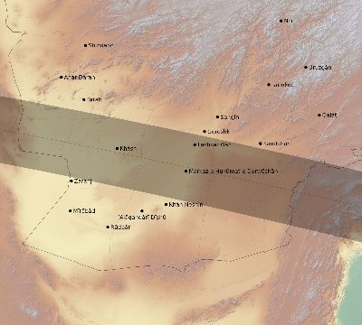 Map of the eclipse path across Afghanistan on 05/02/2497