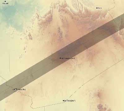 Map of the eclipse path across Algeria on 05/02/2497