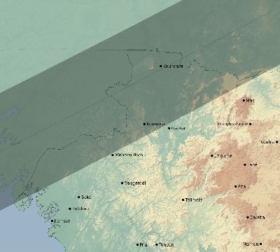 Map of the eclipse path across Guinea on 05/02/2497