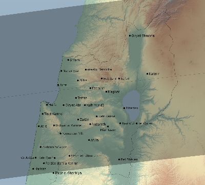 Map of the eclipse path across Israel on 05/02/2497