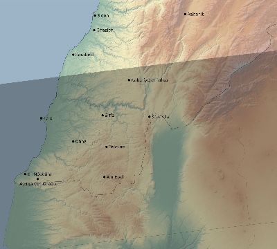 Map of the eclipse path across Lebanon on 05/02/2497