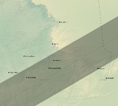 Map of the eclipse path across Mauritania on 05/02/2497