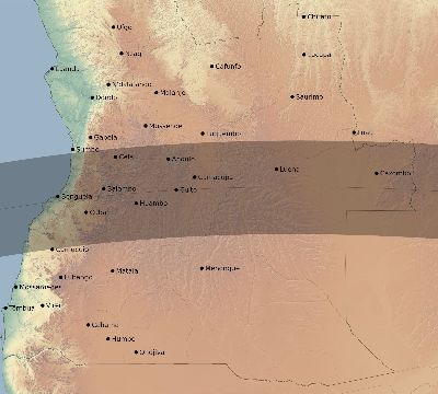 Map of the eclipse path across Angola on 04/21/2498