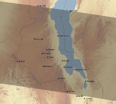 Map of the eclipse path across Malawi on 04/21/2498