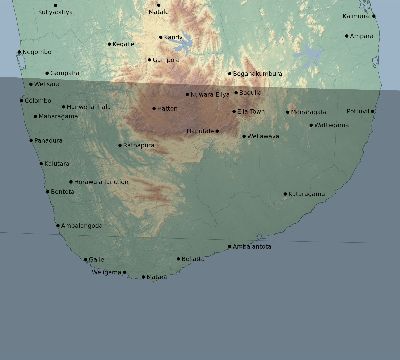 Map of the eclipse path across Sri Lanka on 10/15/2498