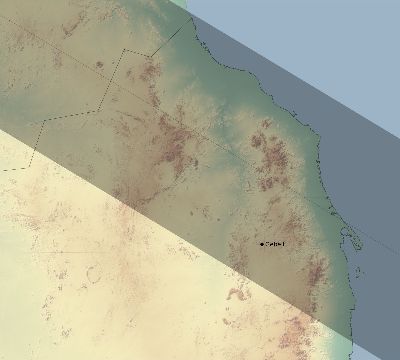 Map of the eclipse path across Sudan on 10/15/2498