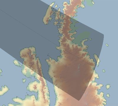 Map of the eclipse path across Antarctica on 08/26/2500