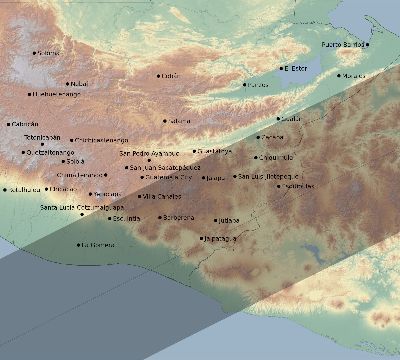 Map of the eclipse path across Guatemala on 02/19/2501