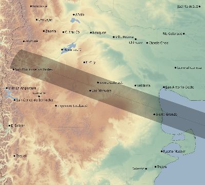 Map of the eclipse path across Argentina on 02/08/2502