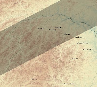 Map of the eclipse path across China on 08/04/2502