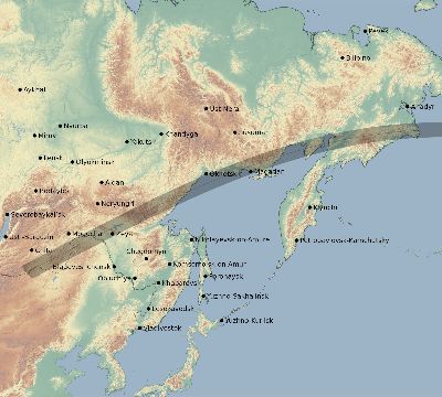 Map of the eclipse path across Russia on 08/04/2502