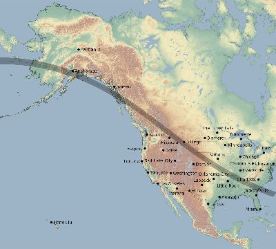 Map of the eclipse path across United States on 08/04/2502