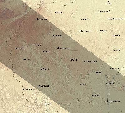 Map of the eclipse path across Central African Republic on 12/07/2504