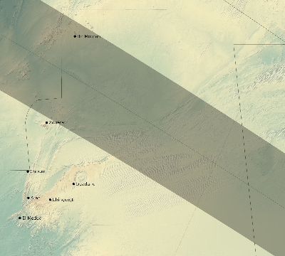 Map of the eclipse path across Mauritania on 12/07/2504