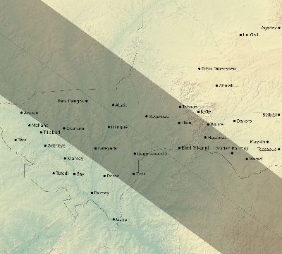 Map of the eclipse path across Niger on 12/07/2504