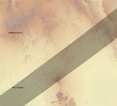 Map of the eclipse path across Algeria on 06/03/2505