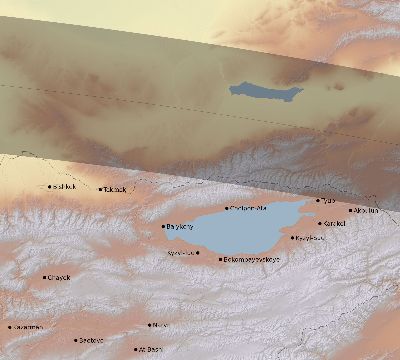 Map of the eclipse path across Kyrgyzstan on 06/03/2505