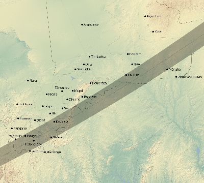 Map of the eclipse path across Mali on 06/03/2505