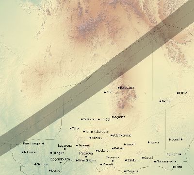 Map of the eclipse path across Niger on 06/03/2505
