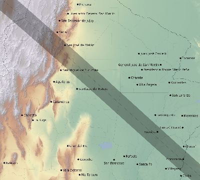 Map of the eclipse path across Argentina on 11/26/2505