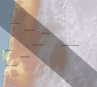 Map of the eclipse path across Chile on 11/26/2505