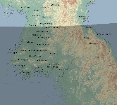 Map of the eclipse path across North Korea on 10/07/2507